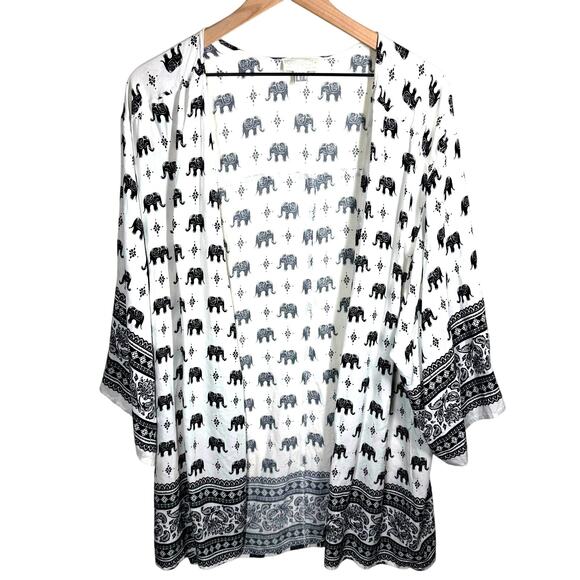 Forever 21 Tops - FOREVER 21 Paisley Duster Plus‎ Size 1X Elephant Neutral Thailand Boho Hippie